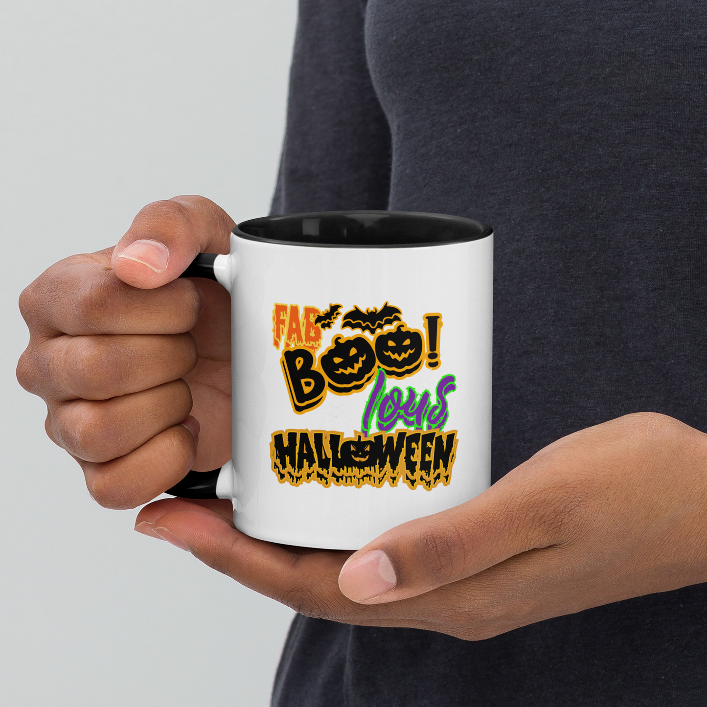 Ceramic Mug with Color Inside | | Perfect Gift Idea for Birthday and Halloween | Dishwasher Proof | Fun Pottery Mug for Hot Chocolate and Tea | Drinkware