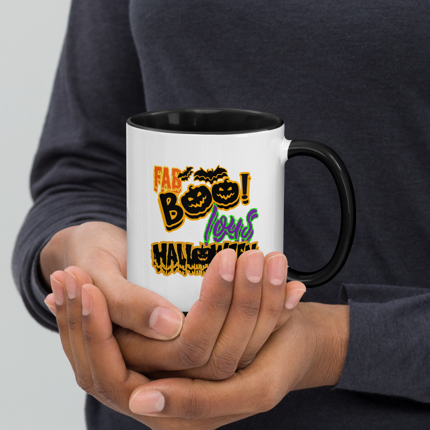 Ceramic Mug with Color Inside | | Perfect Gift Idea for Birthday and Halloween | Dishwasher Proof | Fun Pottery Mug for Hot Chocolate and Tea | Drinkware