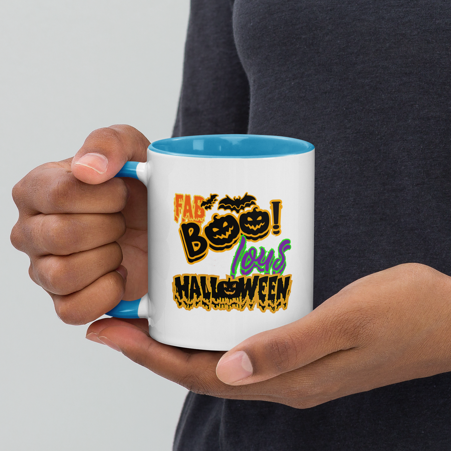 Ceramic Mug with Color Inside | | Perfect Gift Idea for Birthday and Halloween | Dishwasher Proof | Fun Pottery Mug for Hot Chocolate and Tea | Drinkware