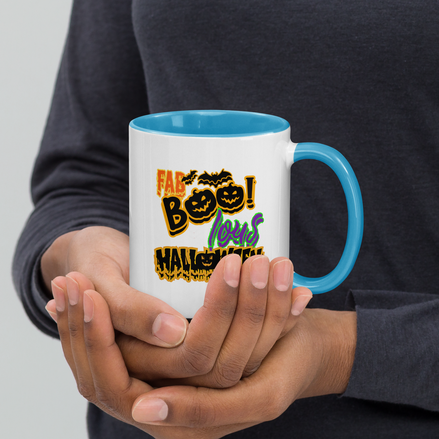Ceramic Mug with Color Inside | | Perfect Gift Idea for Birthday and Halloween | Dishwasher Proof | Fun Pottery Mug for Hot Chocolate and Tea | Drinkware