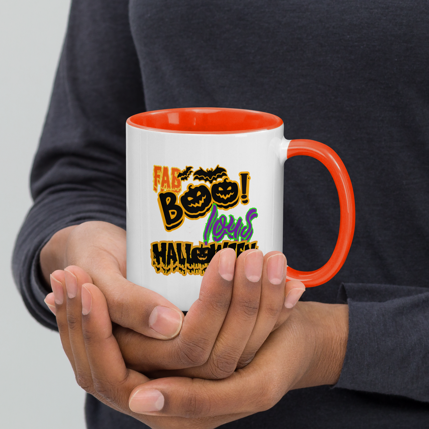 Ceramic Mug with Color Inside | | Perfect Gift Idea for Birthday and Halloween | Dishwasher Proof | Fun Pottery Mug for Hot Chocolate and Tea | Drinkware