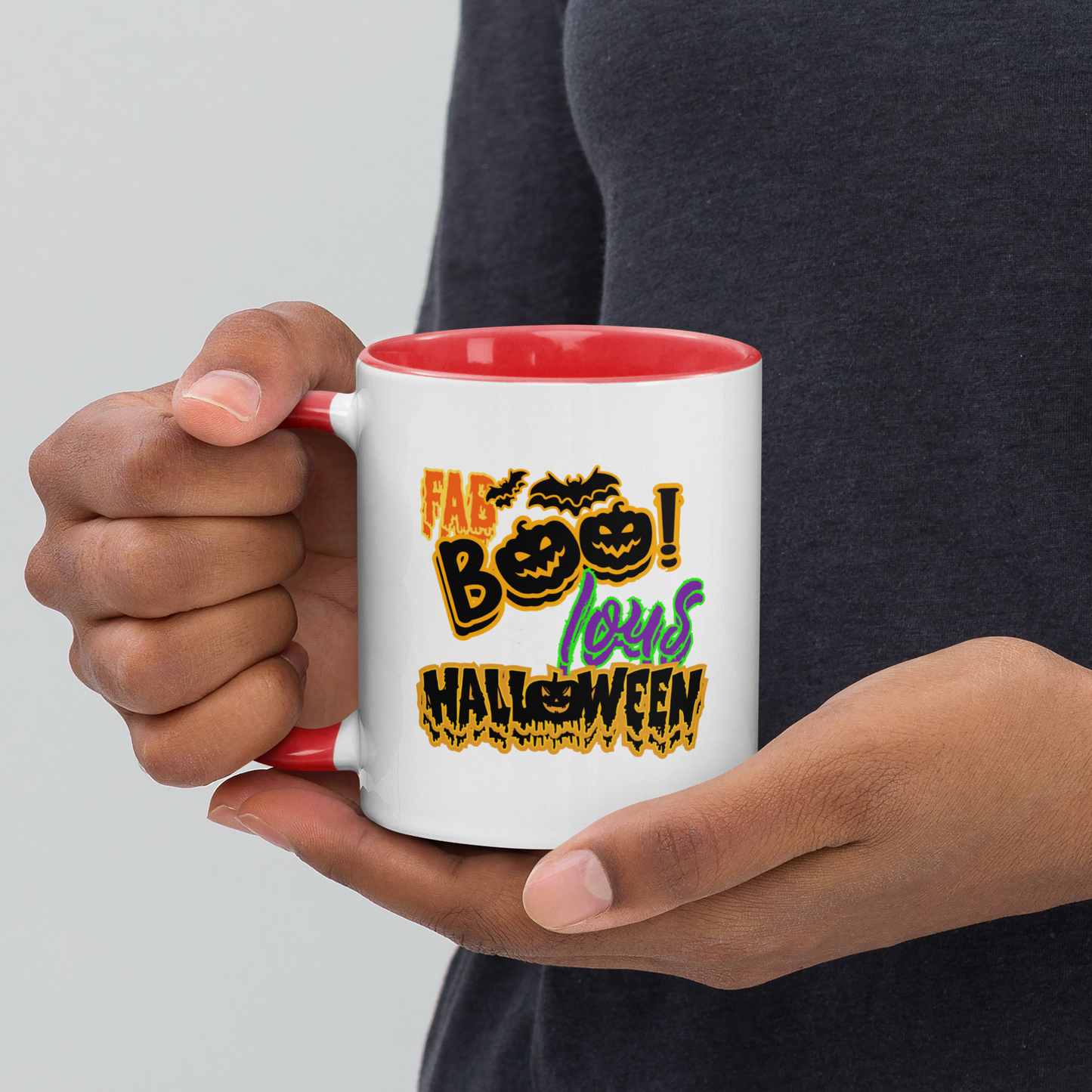 Ceramic Mug with Color Inside | | Perfect Gift Idea for Birthday and Halloween | Dishwasher Proof | Fun Pottery Mug for Hot Chocolate and Tea | Drinkware