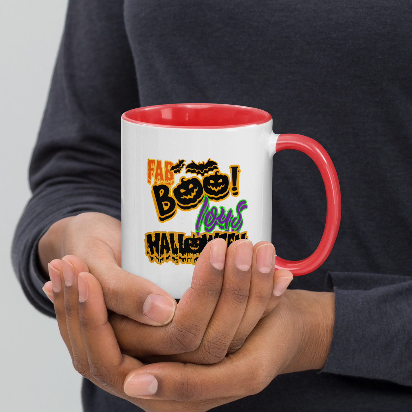 Ceramic Mug with Color Inside | | Perfect Gift Idea for Birthday and Halloween | Dishwasher Proof | Fun Pottery Mug for Hot Chocolate and Tea | Drinkware