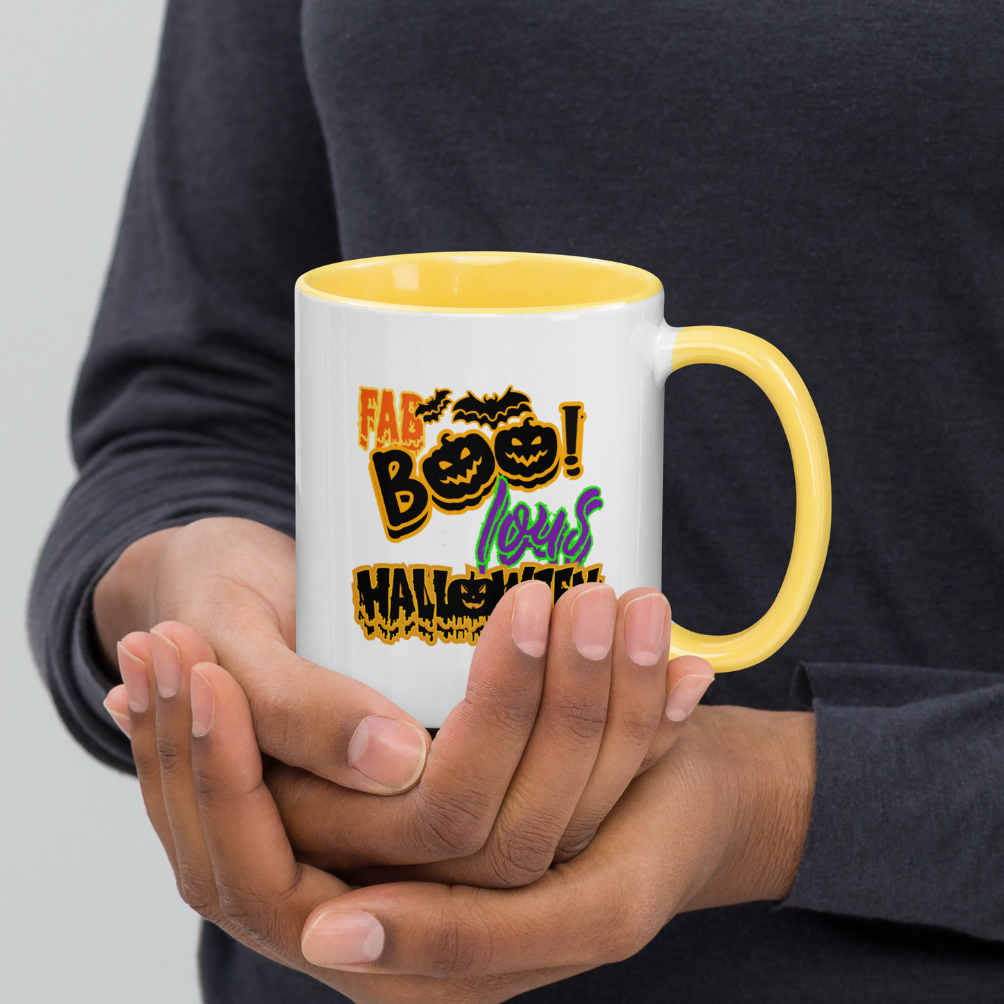 Ceramic Mug with Color Inside | | Perfect Gift Idea for Birthday and Halloween | Dishwasher Proof | Fun Pottery Mug for Hot Chocolate and Tea | Drinkware