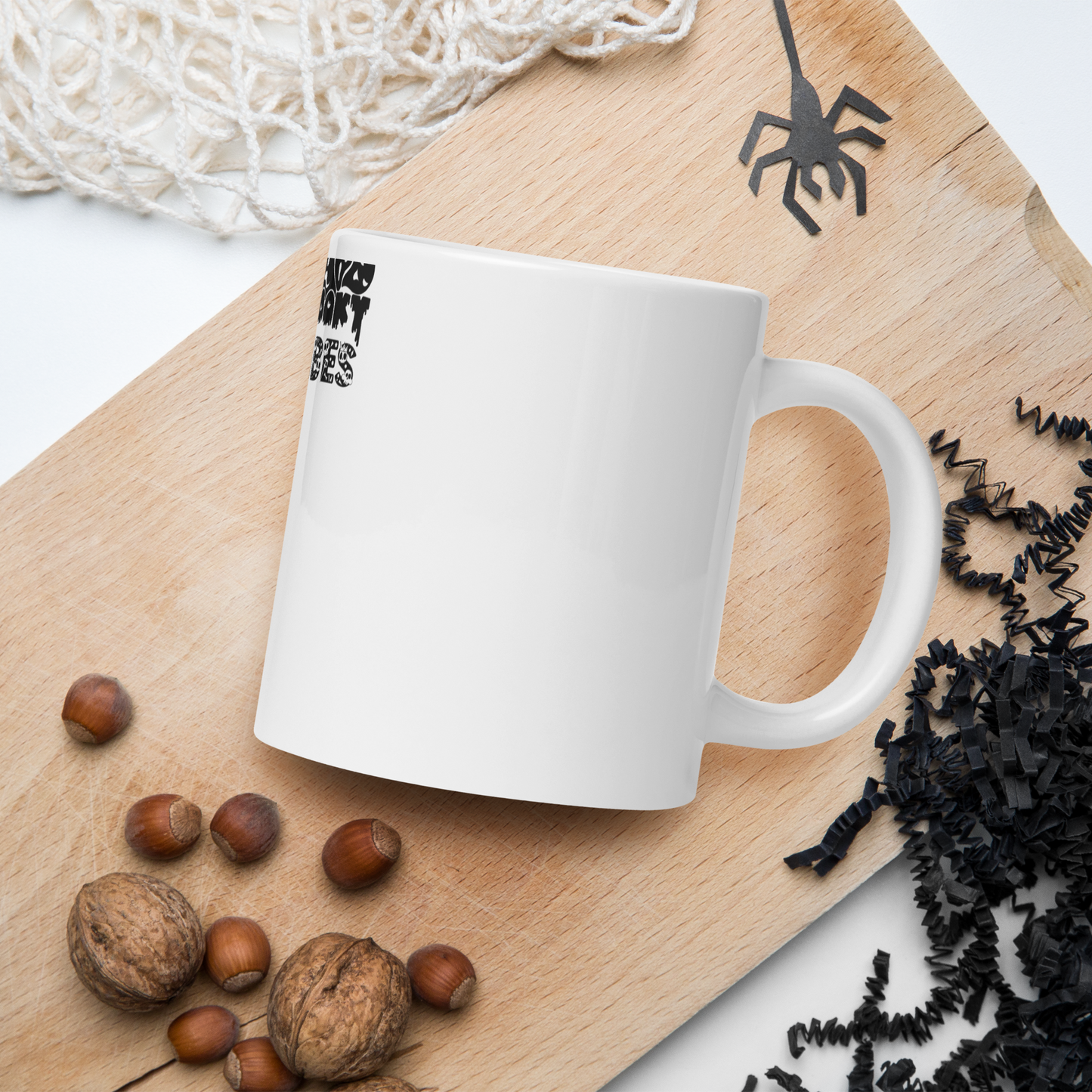 White Ceramic Mug | Perfect Gift Idea for Halloween | Dishwasher Proof | Fun Pottery Mug for Hot Chocolate and Tea | Drinkware