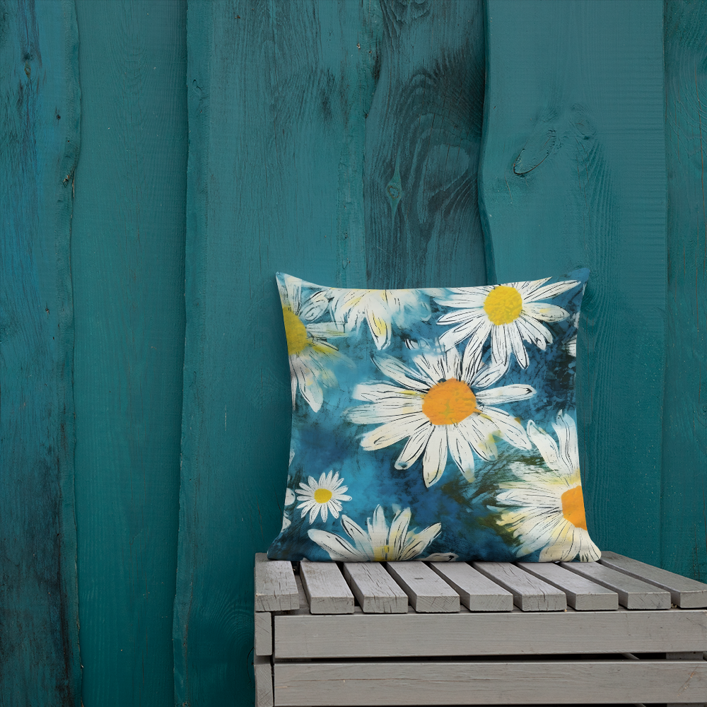 Premium Pillow | Throw Pillow Covers | Vintage Groovy All Over Floral Daisies | Pillow Zipper | Pillowcase Decor for Sofa | Gifts Deco for Bed,Couch,Car