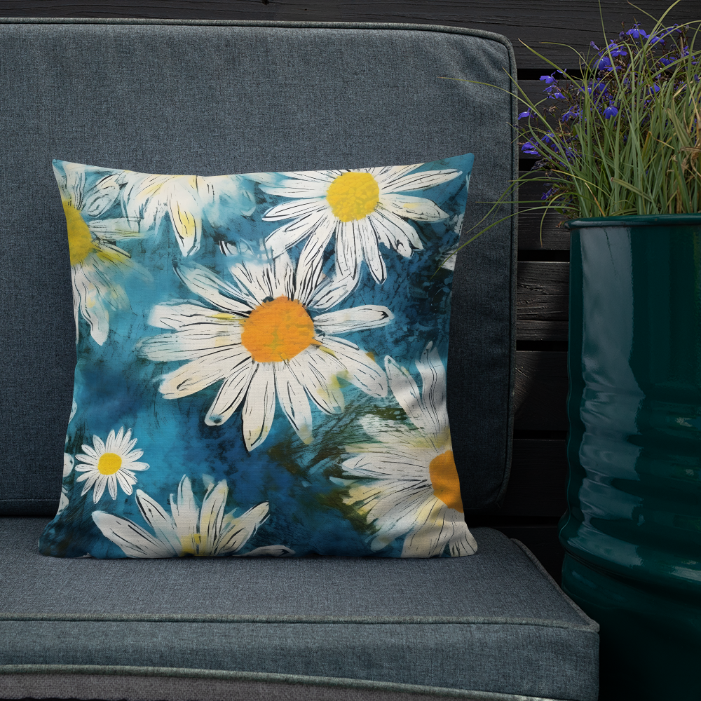 Premium Pillow | Throw Pillow Covers | Vintage Groovy All Over Floral Daisies | Pillow Zipper | Pillowcase Decor for Sofa | Gifts Deco for Bed,Couch,Car