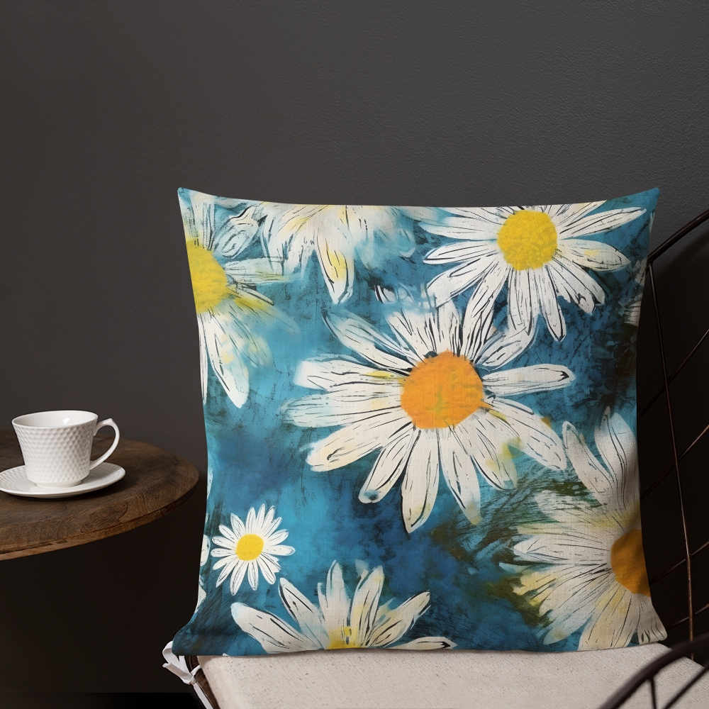 Premium Pillow | Throw Pillow Covers | Vintage Groovy All Over Floral Daisies | Pillow Zipper | Pillowcase Decor for Sofa | Gifts Deco for Bed,Couch,Car