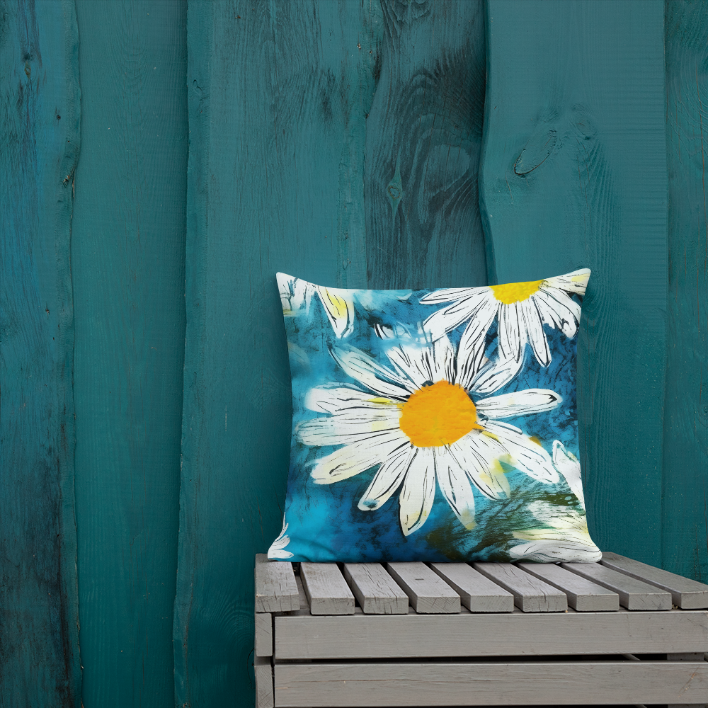 Premium Pillow | Throw Pillow Covers | Vintage Groovy All Over Floral Daisies | Pillow Zipper | Pillowcase Decor for Sofa | Gifts Deco for Bed,Couch,Car