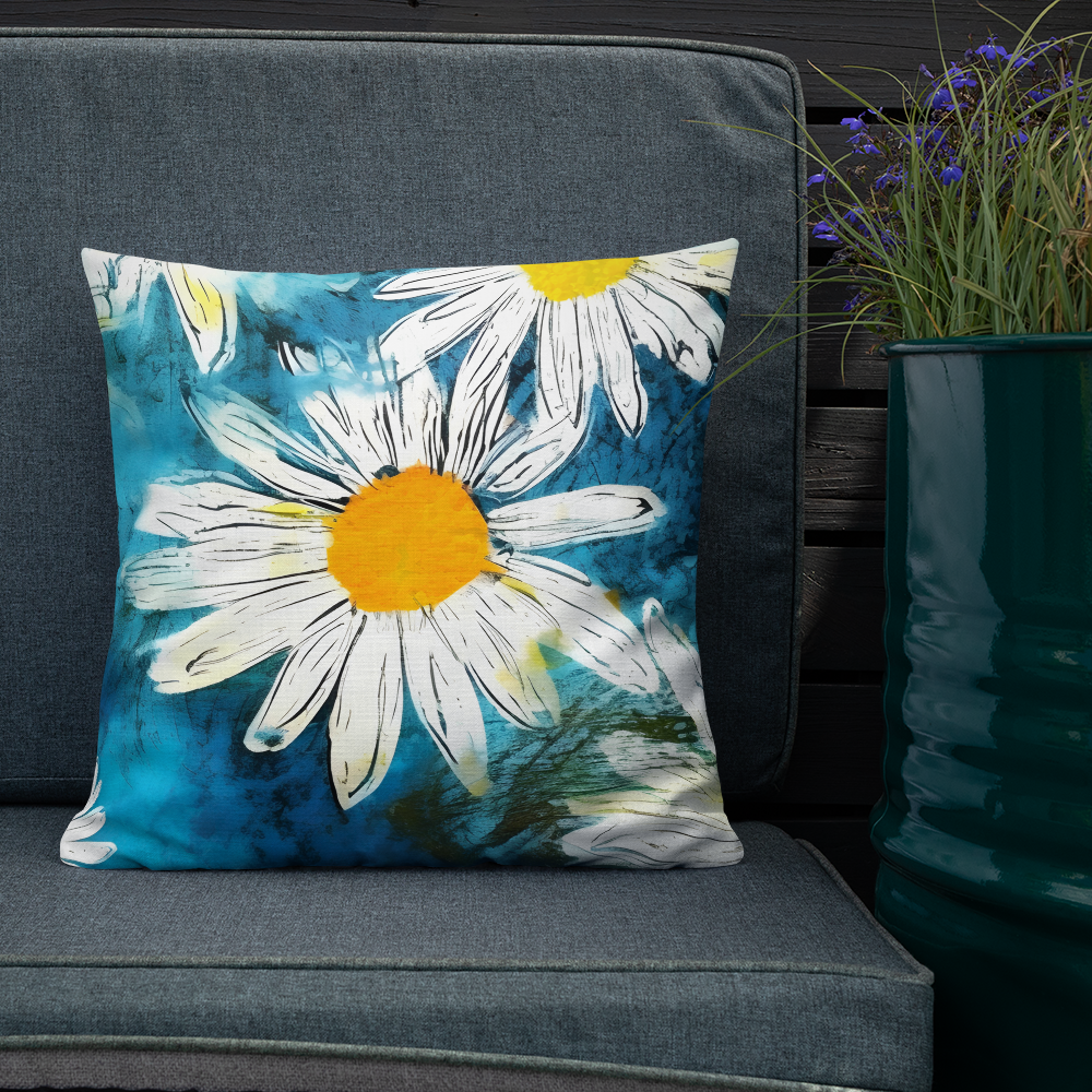 Premium Pillow | Throw Pillow Covers | Vintage Groovy All Over Floral Daisies | Pillow Zipper | Pillowcase Decor for Sofa | Gifts Deco for Bed,Couch,Car