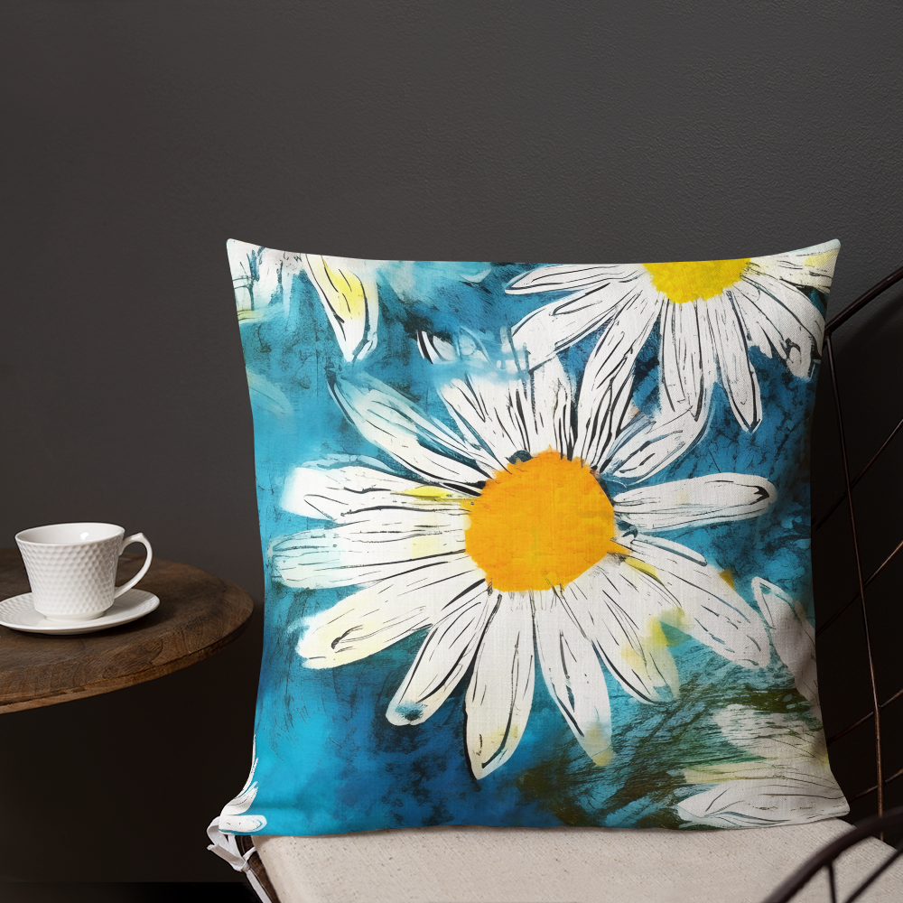 Premium Pillow | Throw Pillow Covers | Vintage Groovy All Over Floral Daisies | Pillow Zipper | Pillowcase Decor for Sofa | Gifts Deco for Bed,Couch,Car