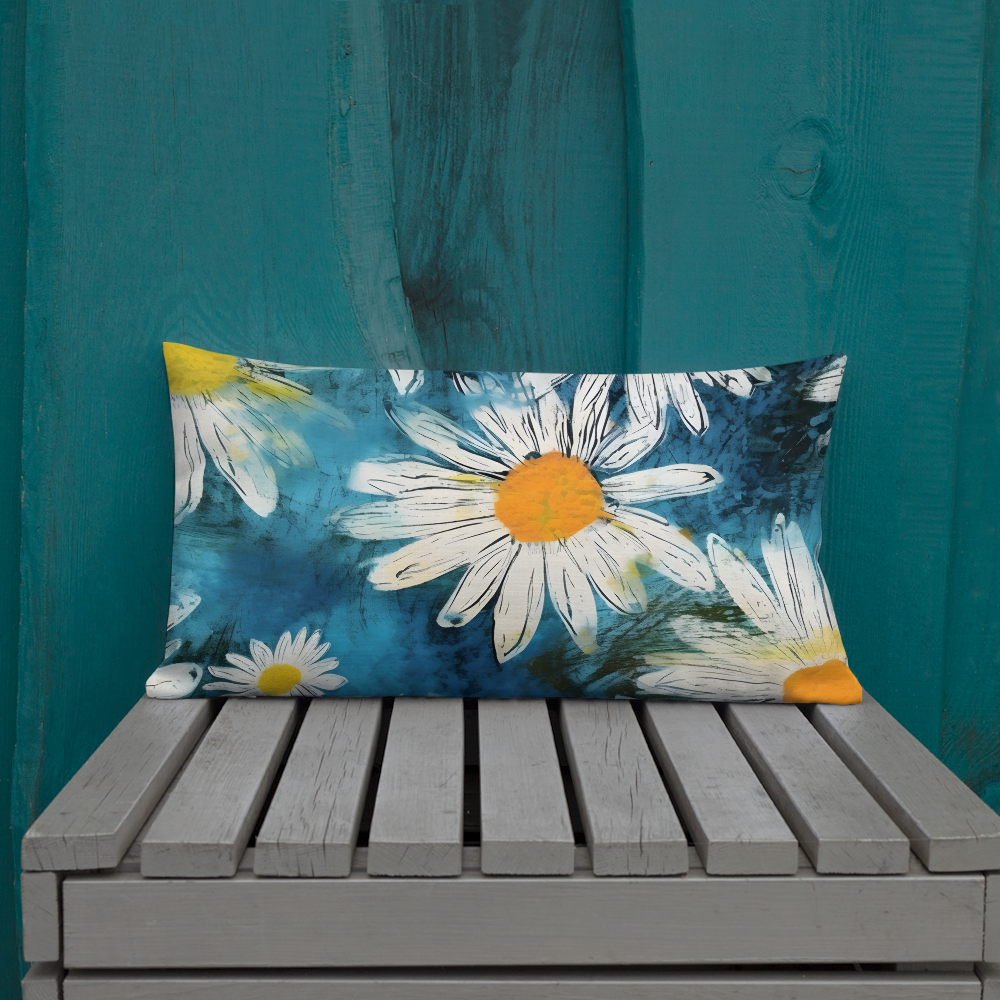 Premium Pillow | Throw Pillow Covers | Vintage Groovy All Over Floral Daisies | Pillow Zipper | Pillowcase Decor for Sofa | Gifts Deco for Bed,Couch,Car