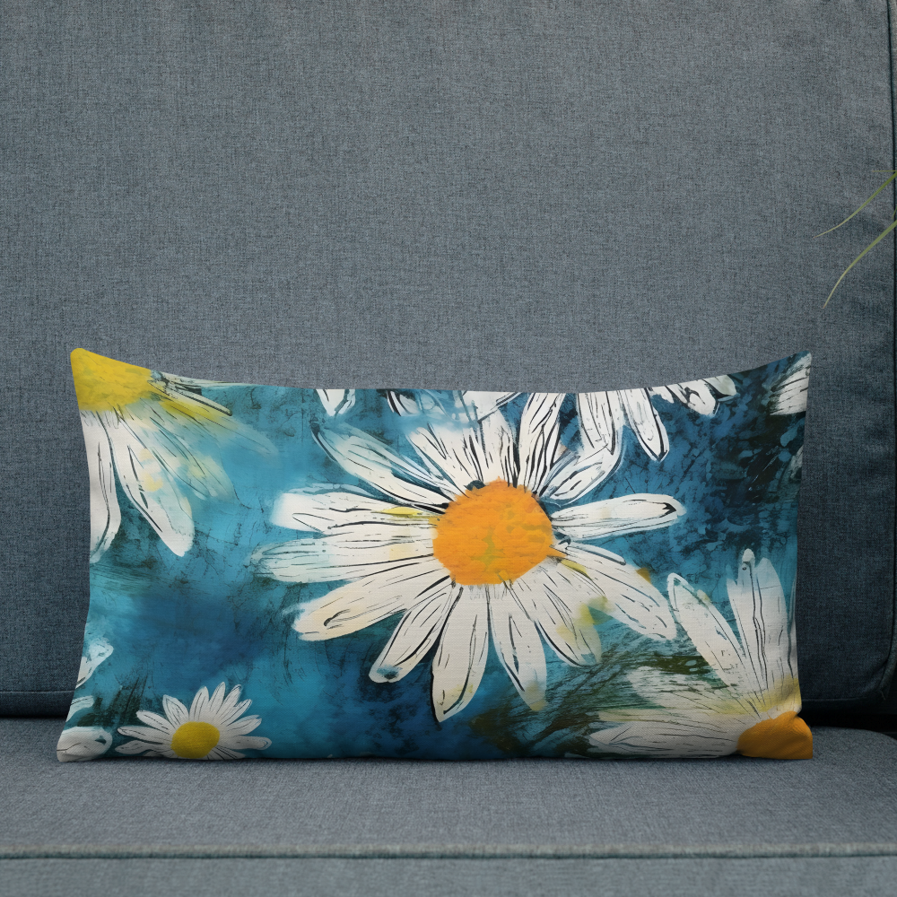 Premium Pillow | Throw Pillow Covers | Vintage Groovy All Over Floral Daisies | Pillow Zipper | Pillowcase Decor for Sofa | Gifts Deco for Bed,Couch,Car