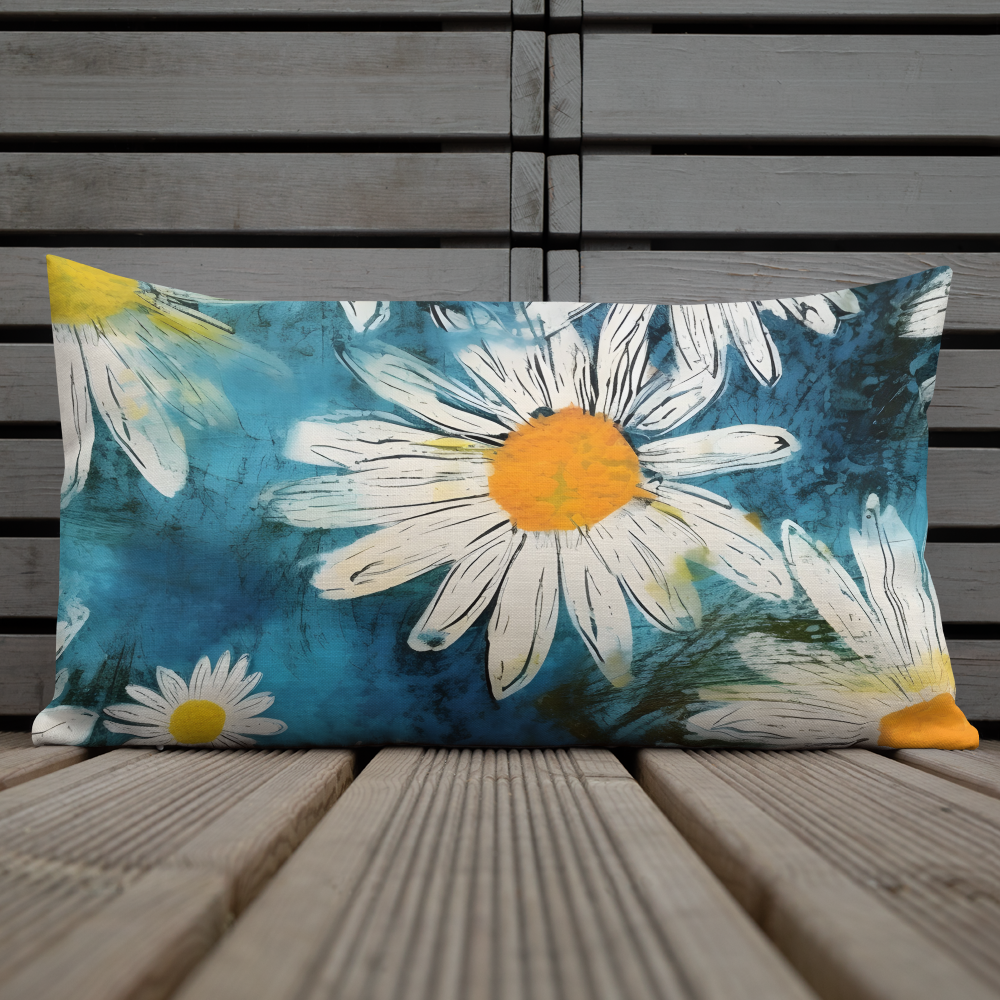 Premium Pillow | Throw Pillow Covers | Vintage Groovy All Over Floral Daisies | Pillow Zipper | Pillowcase Decor for Sofa | Gifts Deco for Bed,Couch,Car