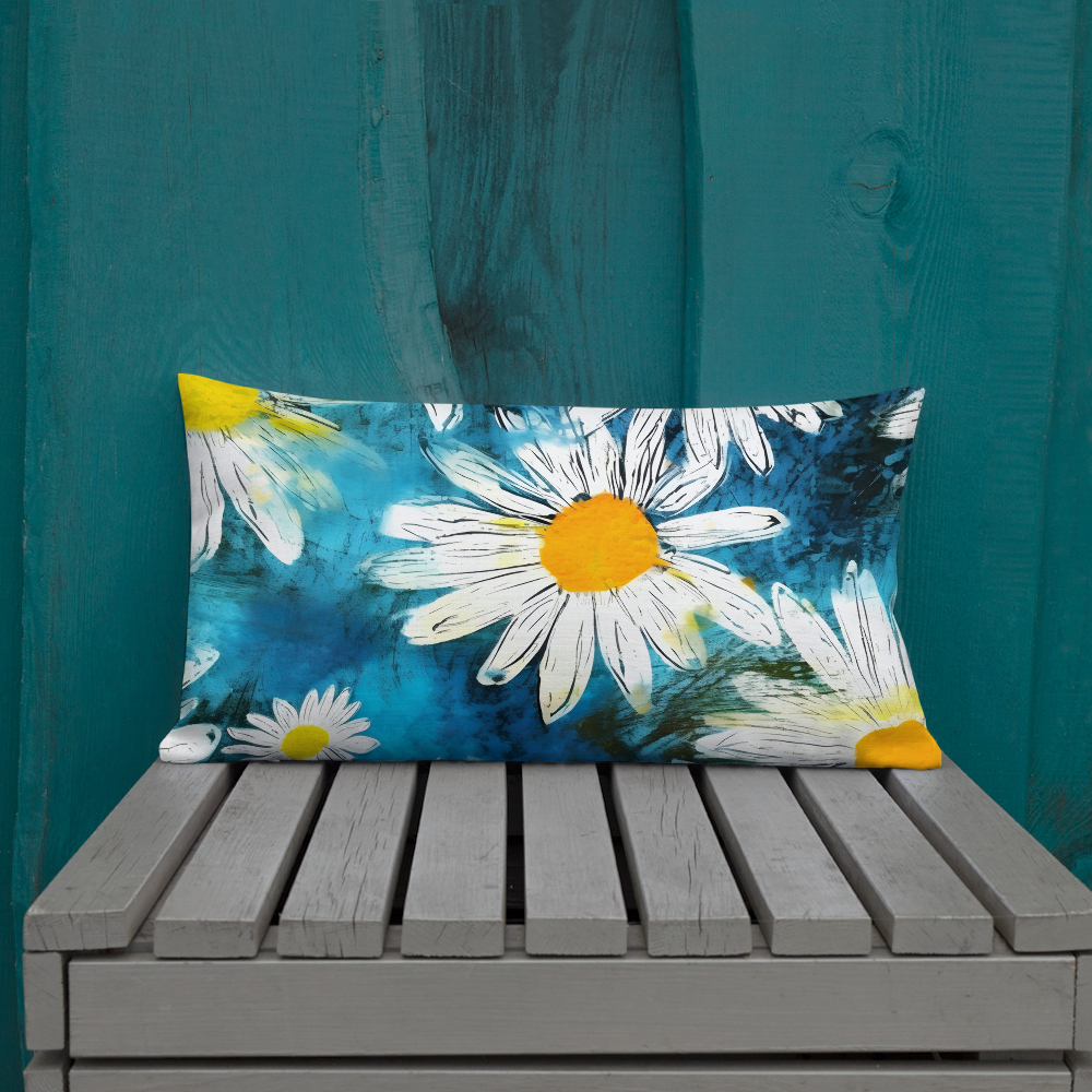 Premium Pillow | Throw Pillow Covers | Vintage Groovy All Over Floral Daisies | Pillow Zipper | Pillowcase Decor for Sofa | Gifts Deco for Bed,Couch,Car