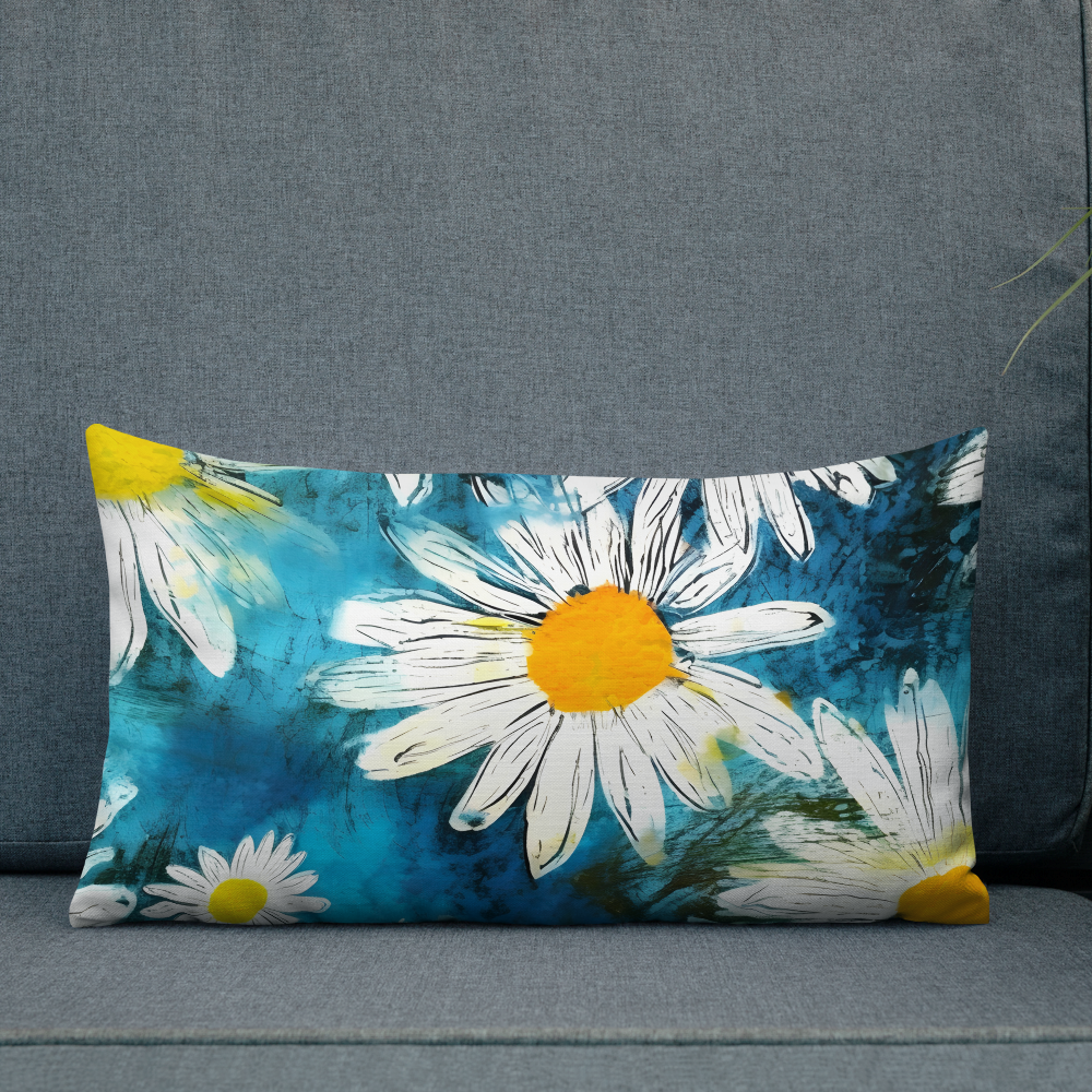 Premium Pillow | Throw Pillow Covers | Vintage Groovy All Over Floral Daisies | Pillow Zipper | Pillowcase Decor for Sofa | Gifts Deco for Bed,Couch,Car