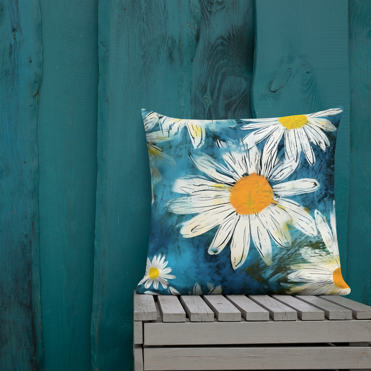 Premium Pillow | Throw Pillow Covers | Vintage Groovy All Over Floral Daisies | Pillow Zipper | Pillowcase Decor for Sofa | Gifts Deco for Bed,Couch,Car