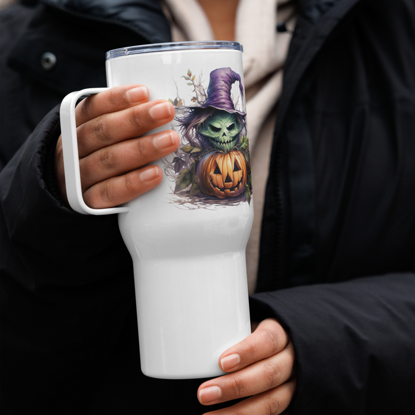 Halloween Travel Mug with Convenient Handle | Enhanced travel mug | Thermal Insulation | 25 oz (739 ml) Capacity