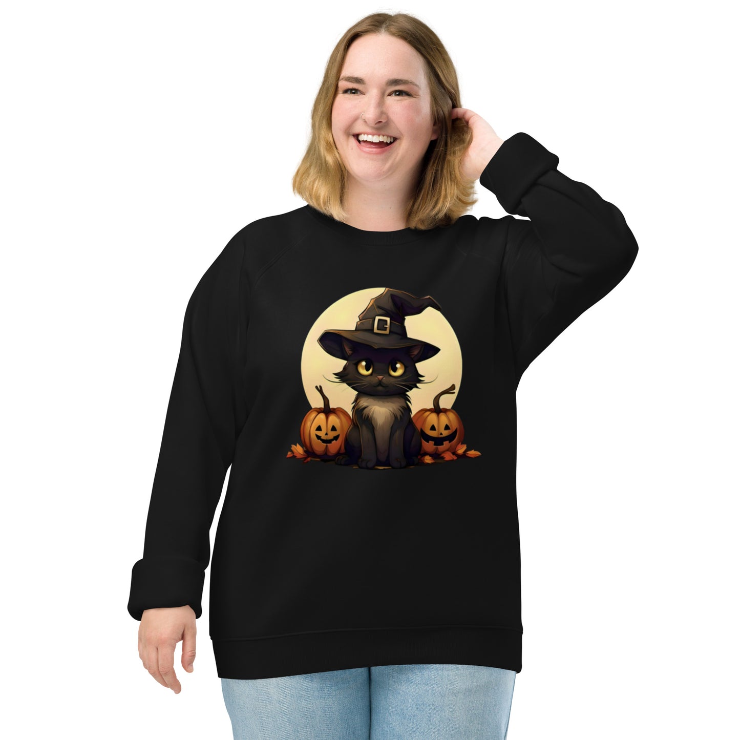 Unisex organic raglan halloween sweatshirt | Halloween Magic: Unisex Organic Comfort