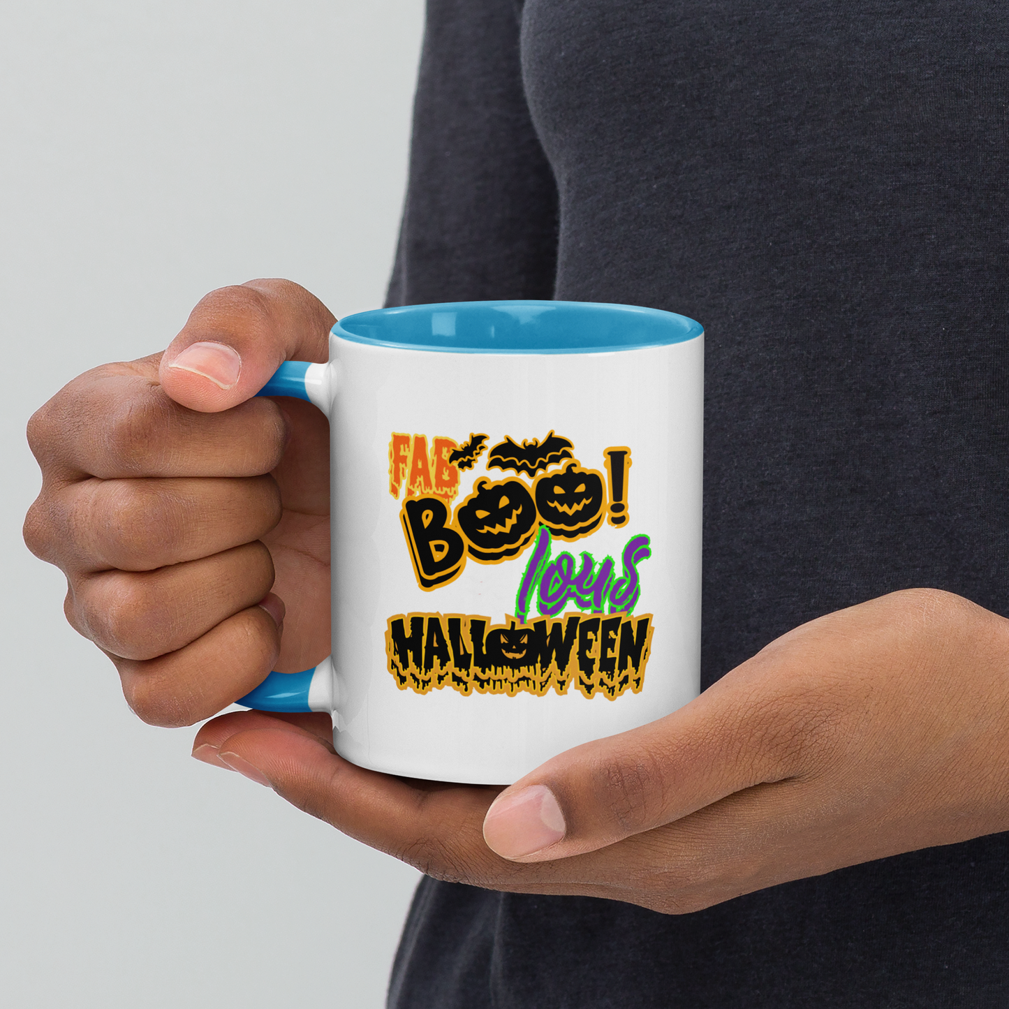 Ceramic Mug with Color Inside | | Perfect Gift Idea for Birthday and Halloween |  Dishwasher Proof | Fun Pottery Mug for Hot Chocolate and Tea | Drinkware